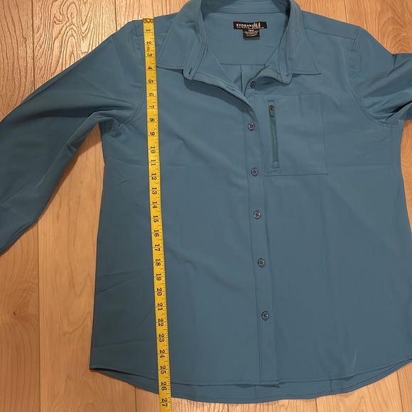 Kyodan Outdoor Stretch Button Front Top, Teal, sz XL - Picture 10 of 11